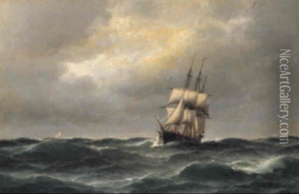 Marin Med Segelfartyg Oil Painting - Carl Ludwig Bille