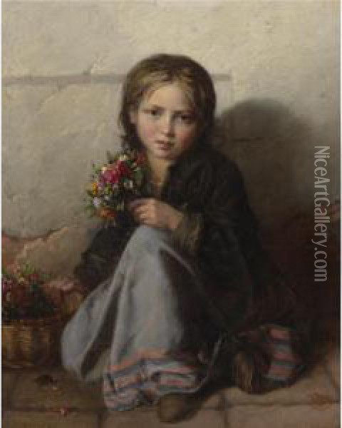 Portrait Of A Girl Oil Painting - Nikolai Efimovich Rachkov