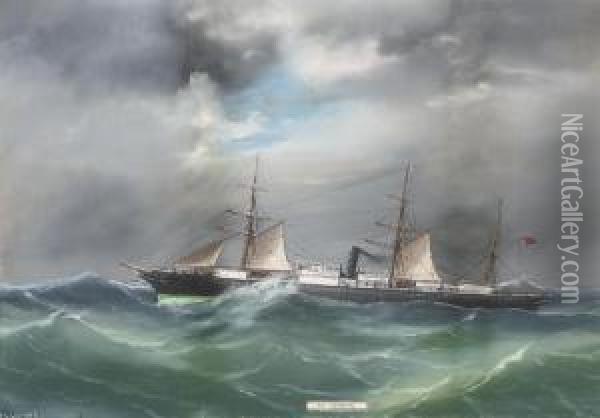 S.s. 
Lusitania Oil Painting - Antonio de Simone