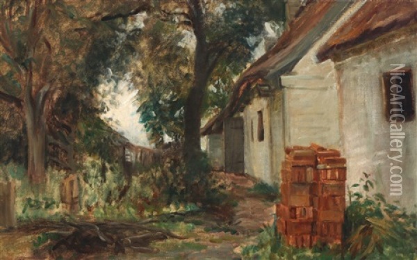 Behind The Farm House Oil Painting - Albert Gottschalk