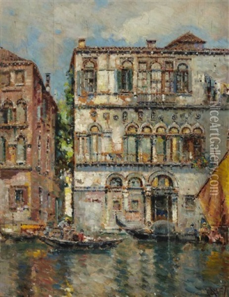 Venezianische Ansichten (2 Works) Oil Painting - Antonio Maria de Reyna Manescau