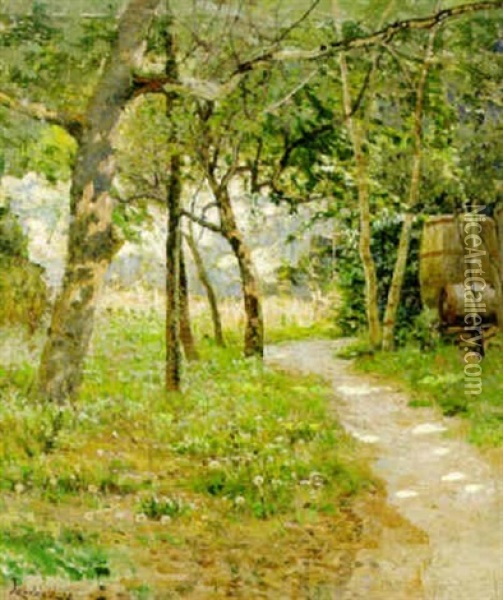 Skogsstigen, Frankrike Oil Painting - Justus Lundegard