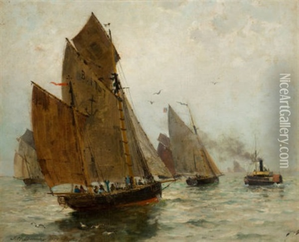 Boston Harbor Oil Painting - James Macdonald Barnsley