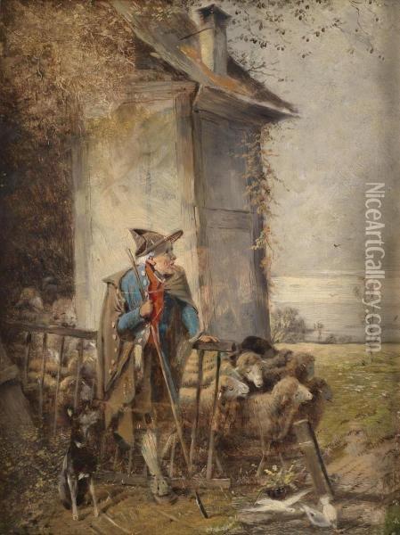 The Shepherd Oil Painting - Fritz Beinke