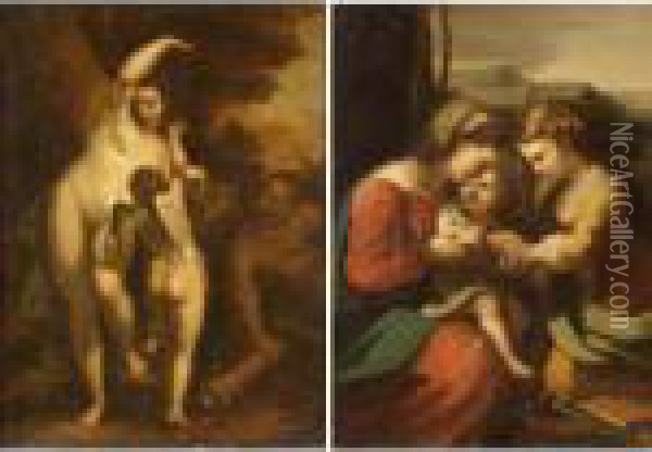 Venus And Pan Disarming Cupid Oil Painting - Correggio, (Antonio Allegri)