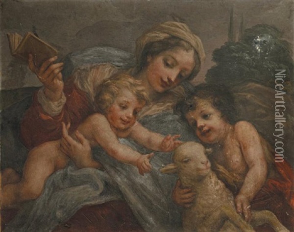 Vierge A L'enfant Avec Le Petit Saint Jean-baptiste A L'agneau Oil Painting - Baldassare Franceschini