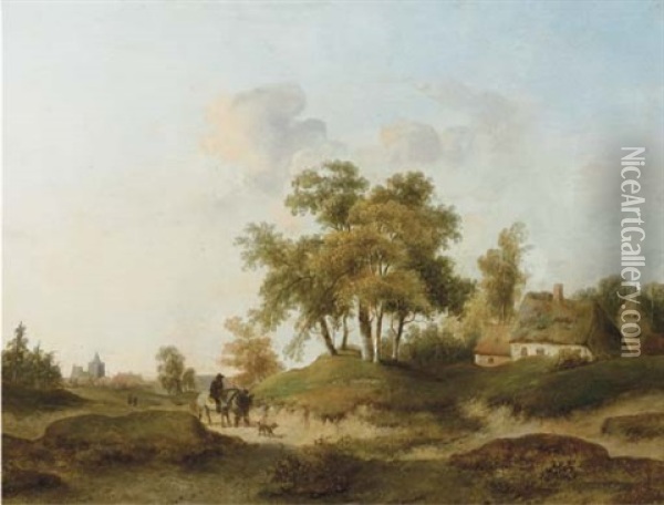 Travellers Approaching A Village Oil Painting - Anton Albers the Elder