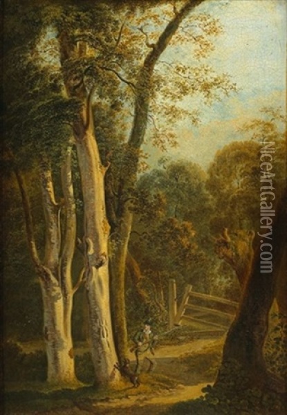 Chasseur Dans Un Sous Bois Oil Painting - Heinrich Rieter