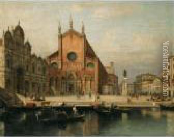 Venice, A View Of The Church Of Ss. Giovanni E Paolo And The Ospedale Di San Marco Oil Painting - (Giovanni Antonio Canal) Canaletto