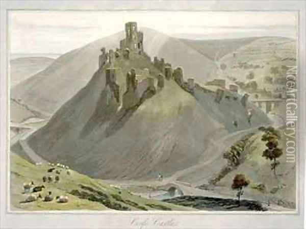Corfe Castle Oil Painting - William Daniell RA