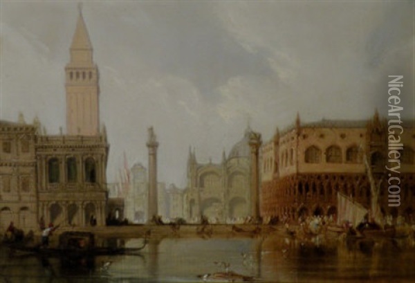 A View Of St. Mark's Square, Venice (+ The Grand Canal, Venice; Pair) Oil Painting - James Duffield Harding