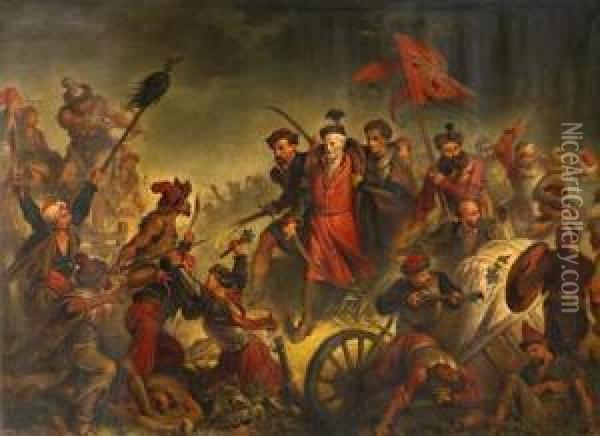 Death Of Stanislav Zolkiewski In The Battle Of Cecora 1620/21 Oil Painting - Waleri Eliasz-Radzikowski