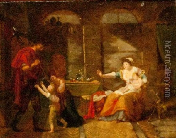 Il Ritorno Del Guerriero Oil Painting - Giuseppe Bernardino Bison
