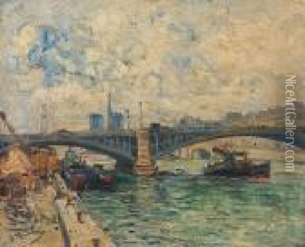 Les Quais De Seine Et Notre Dame Oil Painting - Gustave Madelain