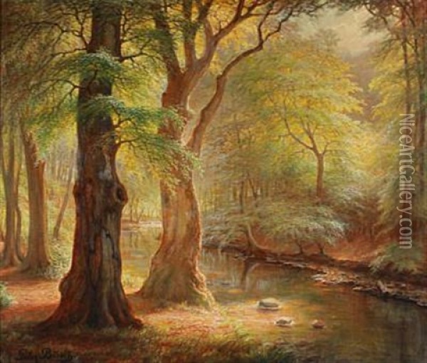 Stream In The Woods Oil Painting - Peter Johan Valdemar Busch