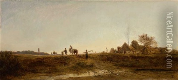Heimkehr Der Landleute Auf Der Landstrase Nach Pang Oil Painting - Adolf Heinrich Lier