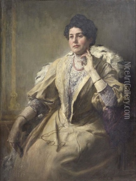 Ritratto Della Signora Emma Waitzfelder Oil Painting - Wilhelm Karl Raeuber