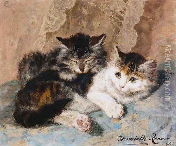 Best of friends Oil Painting - Henriette Ronner-Knip