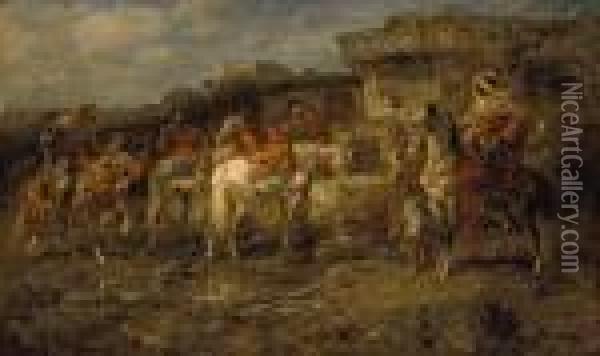 The Skirmish Oil Painting - Adolf Schreyer