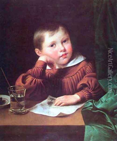 Portrait of Leon Jablonski, the Son of the Artist Oil Painting - Marcin Jablonski