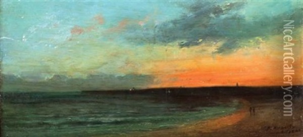 Sunset Oil Painting - Louis-Auguste Auguin