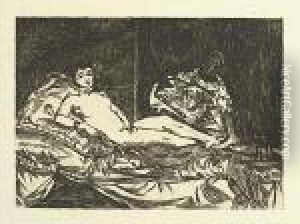 Olympia (grande Planche). Oil Painting - Edouard Manet