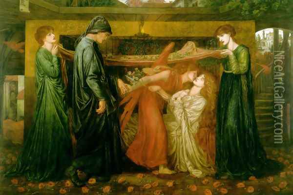 Dante's Dream at the Time of the Death of Beatrice 1871 Oil Painting - Dante Gabriel Rossetti