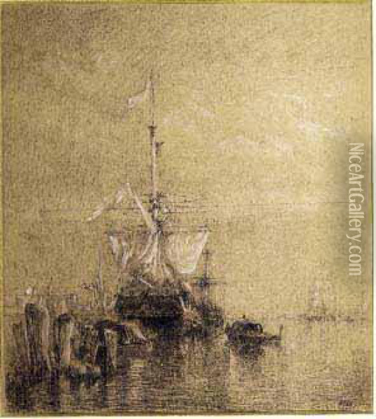 Embarcations Et Navires A Venise Oil Painting - Felix Ziem