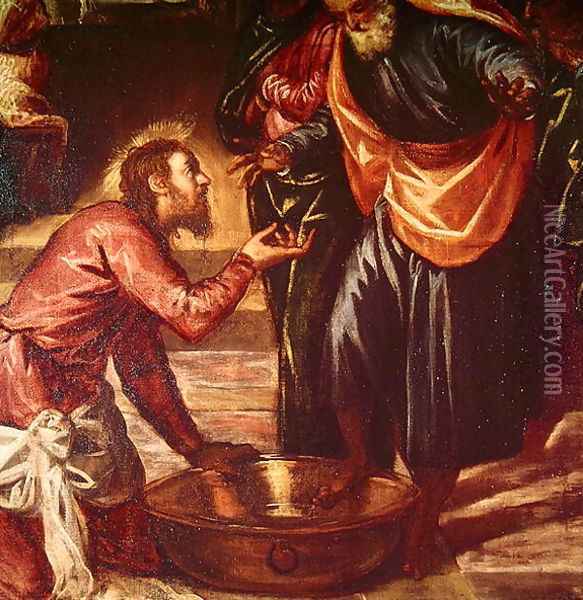 Christ Washing the Feet of the Disciples Oil Painting - Jacopo Tintoretto (Robusti)