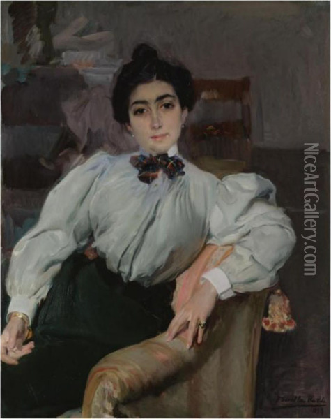 Retrato De Isabel Herraud De 
Fernandez Corella (portrait Of Isabel Herraud De Fernandez Corella) Oil Painting - Joaquin Sorolla Y Bastida