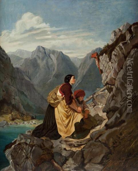 Tyrolese Woman And Child Oil Painting - Philip Von Foltz
