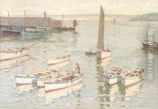 White Boats, St. Ives Oil Painting - Terrick John Williams