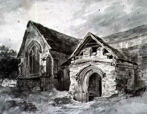 Porch and Transept of a Church, c.1850-11 Oil Painting - John Constable