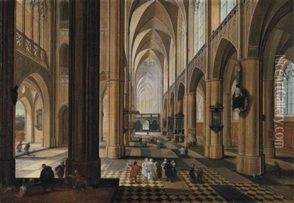 L'interieur De La Cathedrale D'anvers Oil Painting - Peeter Neeffs the Younger