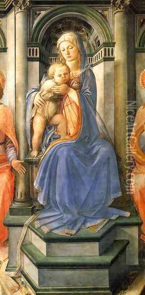 Madonna Enthroned with Saints (detail) 2 Oil Painting - Filippino Lippi