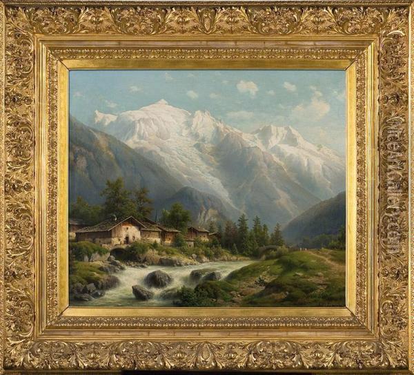 Village By The Stream Oil Painting - Joseph Jansen