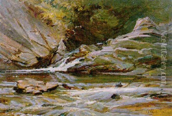 A Salmon Pond Oil Painting - Robert Payton Reid