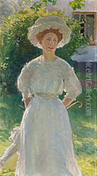 Kvinna Med Solhatt Oil Painting - Hanna (Hirsch) Pauli
