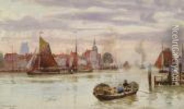 View Of Dordrecht Oil Painting - Herbert Menzies Marshall