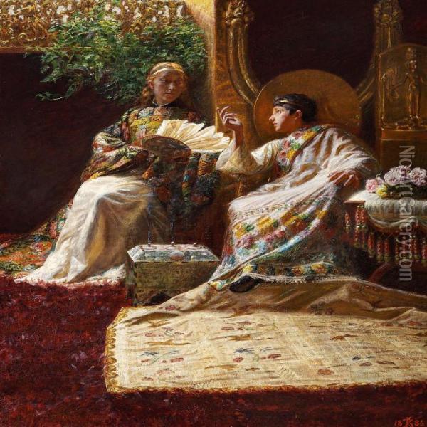 King Salomo And The Queen Of Sheba Oil Painting - Kristian Zahrtmann