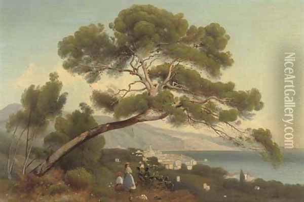Looking out over a Mediterranean town Oil Painting - Nikolai Ivanovich Yourassof