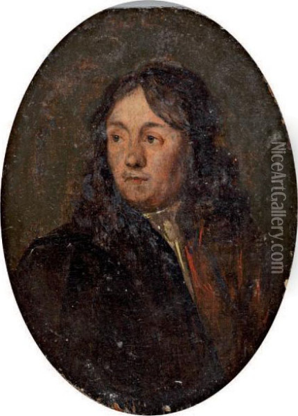 Portrait D'homme En Medaillon Oil Painting - Gonzales Cocques