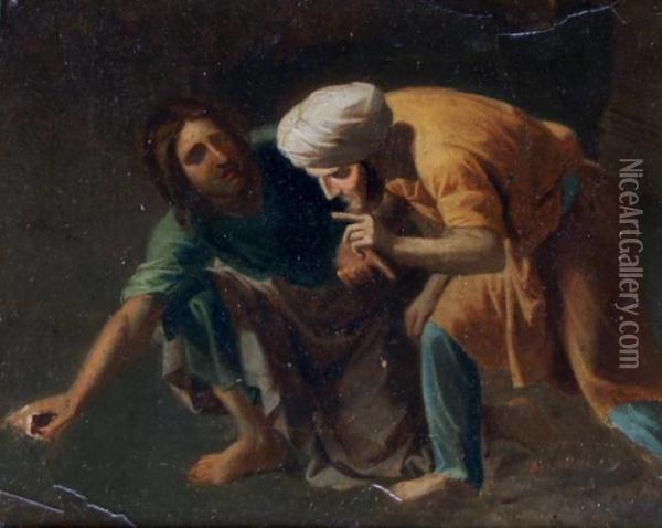 Deux Personnages Oil Painting - Nicolas Poussin