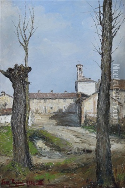 Molinasso Frazione Di Pavia Lungo La Strada Di Torre D'isola Oil Painting - Lazzaro Pasini