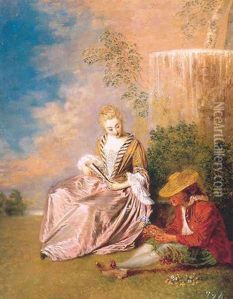 The Anxious Lover 1719 Oil Painting - Jean-Antoine Watteau