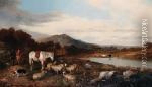 A Highland Scene Oil Painting - Richard Ansdell