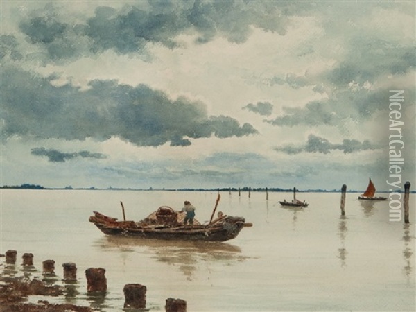 Lagoon Of Venice Oil Painting - Nazzareno Cipriani