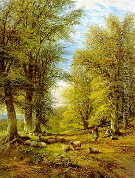 Resting With The Flock Oil Painting - Alfred Augustus Glendening Sr.