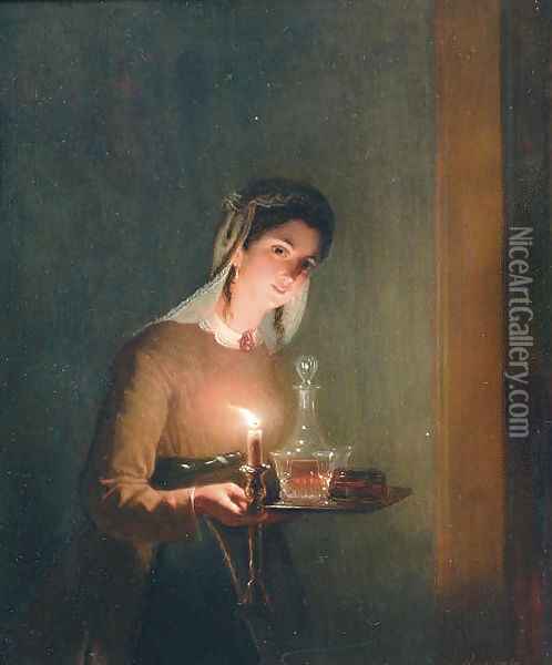 A bedtime drink Oil Painting - Johannes Rosierse