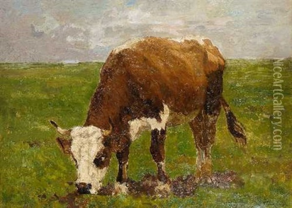 Kuh Auf Der Weide Oil Painting - Victor Weishaupt
